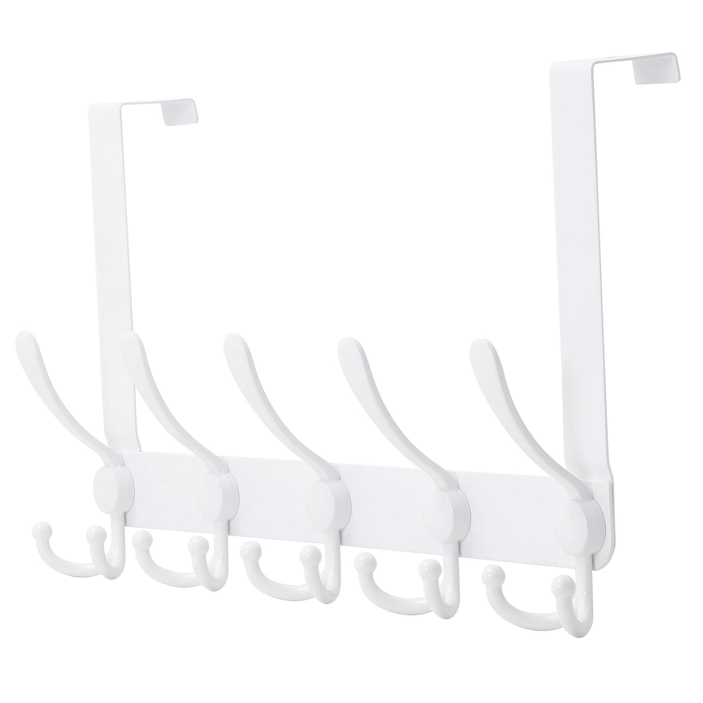 Dseap Over the Door Hook Hanger - 5 Tri Hooks, Heavy Duty Over the Door Towel Rack Coat Rack for Clothes Hat Towel, White