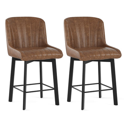 BonVache Bar Stools Set of 2, Swivel Breakfast Barstools, Kitchen Island Counter Stools for Breakfast Home Kitchen Restaurant Dining Room, Brown