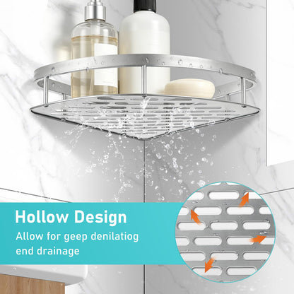 Suimlmta 3 Tier Corner Shower Caddy, No Drill Shower Shelf Organiser Wall Mounted Bathroom Shelves Storage Rack Fit for Showers Toilet Dorm Kitchen