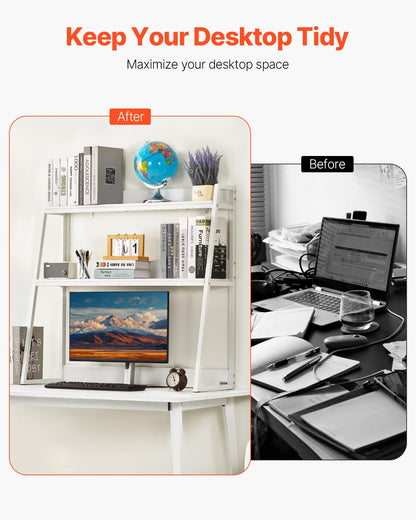VEVOR Desktop Bookshelf, 2-Tier Desktop Storage Organizer, 37.4" x 12.6" x 35.4" Office Desk Storage Rack Display Shelf