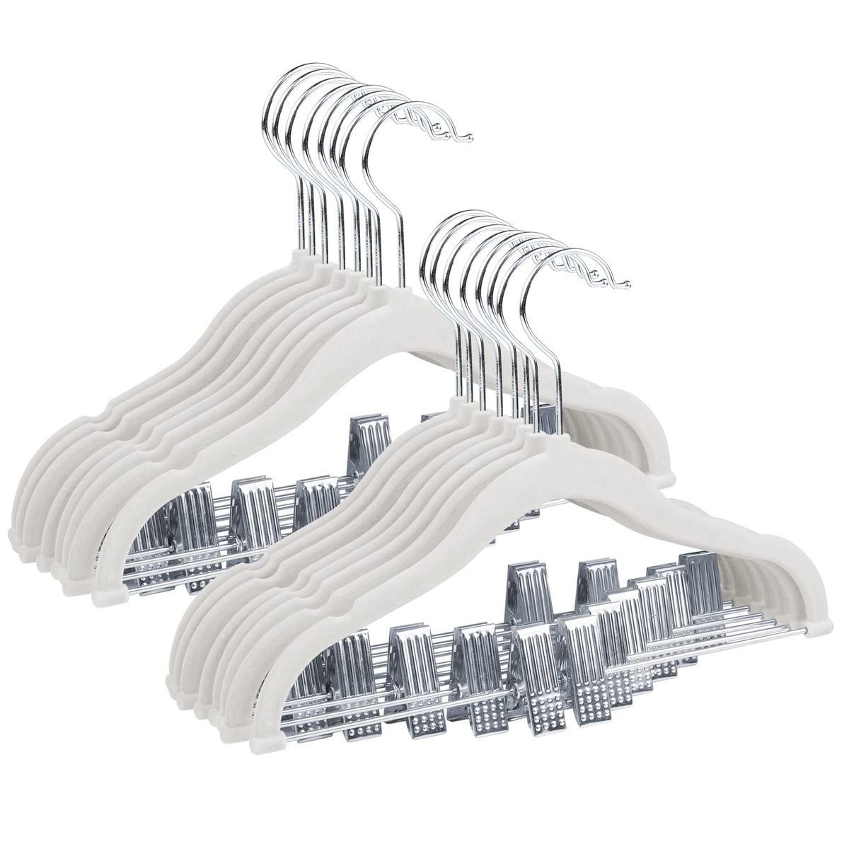 ManGotree 11.8'' Baby Velvet Hangers with Movable Clips 16 Pack White
