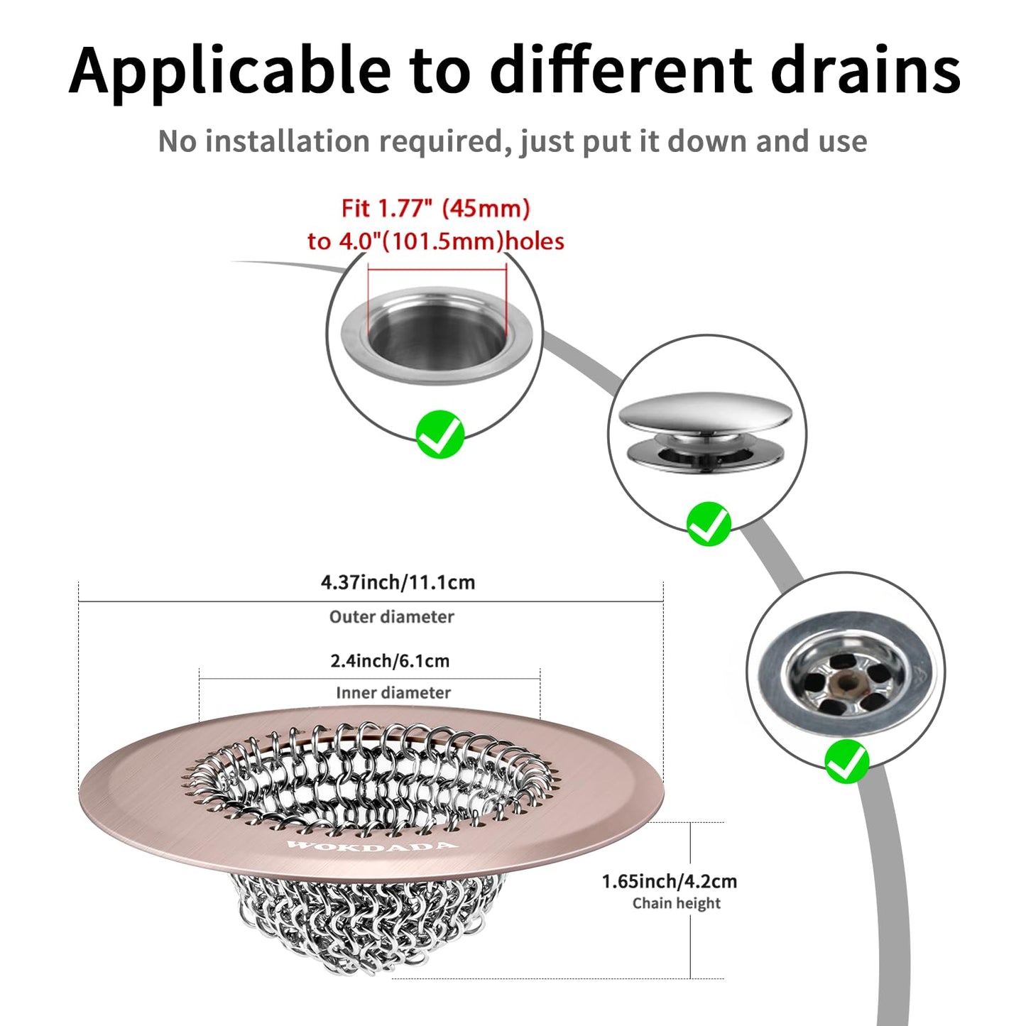 Shower Drain Hair Catcher, Fast Drainage Bathtub Drain Hair Catcher, Easy Clean Hair Catcher Shower Drain