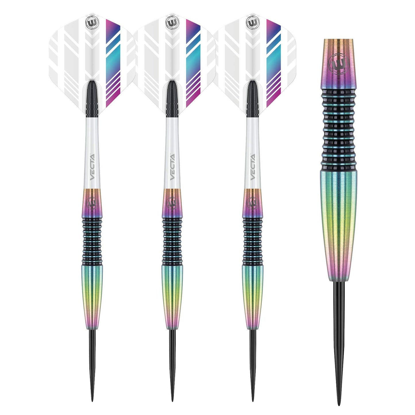 WINMAU Elektra 90% Tungsten Steel Tip Darts with Prism Flights and Vecta Shafts (Stems) 22 gram - Urban Grip - Match Weighed - Streamline Torpedo
