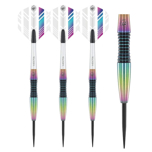 WINMAU Elektra 90% Tungsten Steel Tip Darts with Prism Flights and Vecta Shafts (Stems) 26 gram - Urban Grip - Match Weighed - Streamline Torpedo