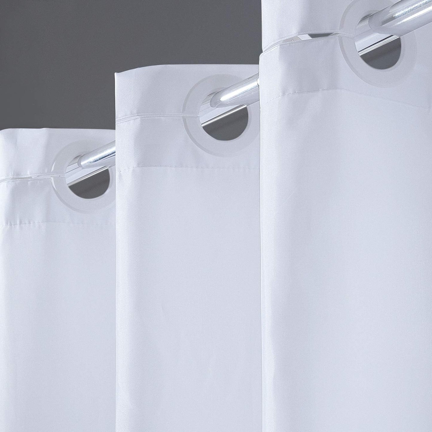 Furlinic Anti Mould Shower Curtain White Fabric Polyester Weighted Curtains Liner Waterproof for Hotel and Family 47x72 Inch.