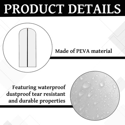 6PCS Long Dress Bags Covers,Dress Bags Covers Long,Garment Bags Translucent Waterproof & Dustproof Storage Covers for Suits