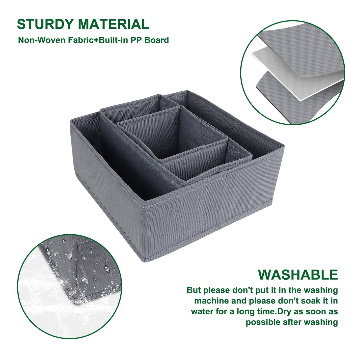 Drawer Organiser-6 Pack Wardrobe Storage Organizer, Desk Organiser, Thickened Fabric Storage Box for Underwear, Clothes, Socks, Ties, Scarves