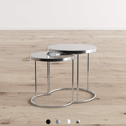 ASPECT Visio Set of 2 Round Nesting Table Top Frame, Mirror/Chrome, 50x50x50 cm, GNT09CH/MR