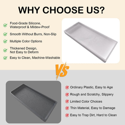 Bathroom Vanity tray 30x12.5cm, rectangular soap dispenser, silicone kitchen sink storage, bathroom countertop tray non-slip and easy to clean