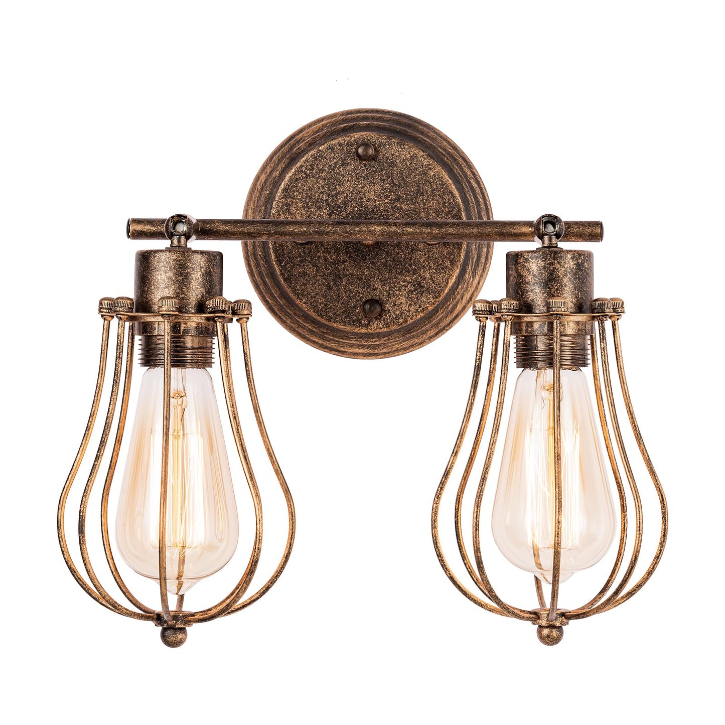Luling Industrial Wall Sconce Rustic Loft Antique Wall Lights Wire Cage Adjustable Socket Edison Vintage Metal Retro Lamp Fixtures for Bedroom Gazebo