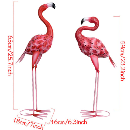 XONOR Metal Flamingo Garden Statues Red Flamingo Yard Art Outdoor Sculptures for Home Patio Lawn Backyard D?cor, Set of 2