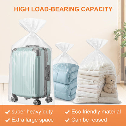 6 Pcs Extra Large Clear Plastic Storage Bags, 150 x 150cm Clear Large Plastic Bags for Clothes, Furniture, Luggage, Suitcase, Quilts, Chair, Bike