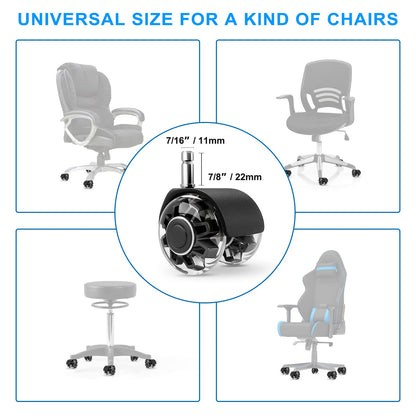 Office Chair Caster Wheels (Set of 5),Heavy-Duty Chair Wheels Support 2200lbs,Mute Rubber Chair Casters for Hardwood Floors and Carpet,2 Inch