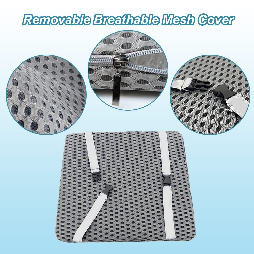 Shower Chair Seat Cushion - 4D Mesh Soft Mat Transfer Bench Pad Bath Stool Padded Pillow with Fixed Buckles for Elderly Disabled, 15"L x 14"W x 1.2"H