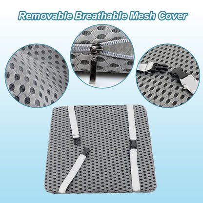 Shower Chair Seat Cushion - 4D Mesh Soft Mat Transfer Bench Pad Bath Stool Padded Pillow with Fixed Buckles for Elderly Disabled, 15"L x 14"W x 1.2"H