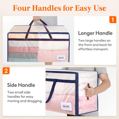Lifewit 4 Pack Large Moving Bags with Lids and Sturdy Handles, Transparent