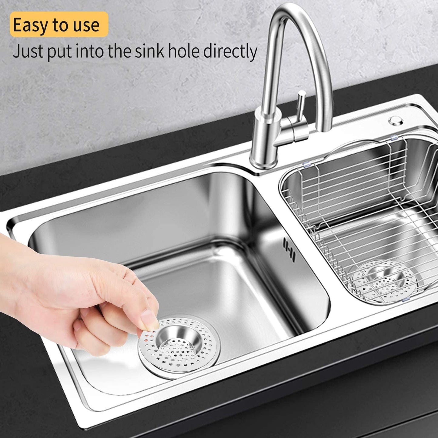 (Set of 2) Stainless Steel Kitchen Sink Strainer Plug, Standard Strainer Drain Protector for Bathroom/Kitchen