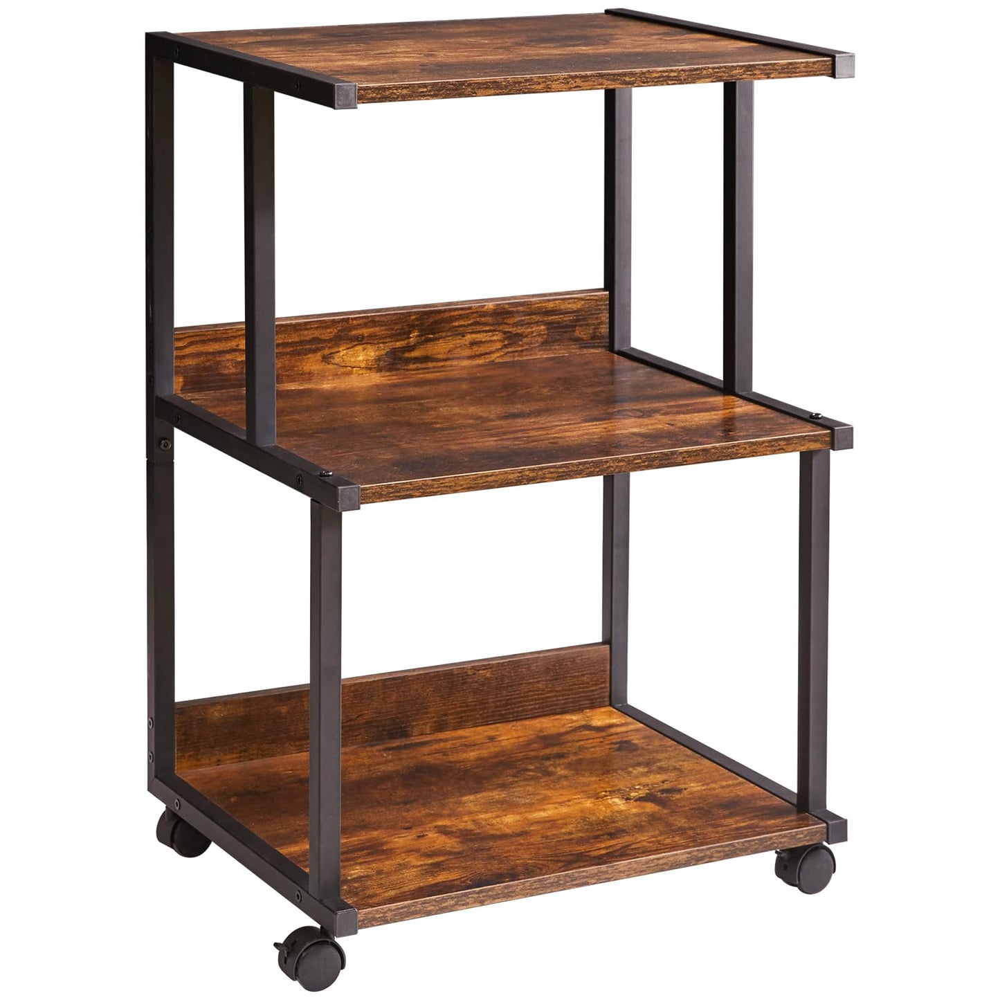 IBUYKE Printer Stand with Storage Shelf,3 Tier Printer Table with Wheels,Printer Cart for Home Office Organization, Rolling Cart Stand for Heat Press