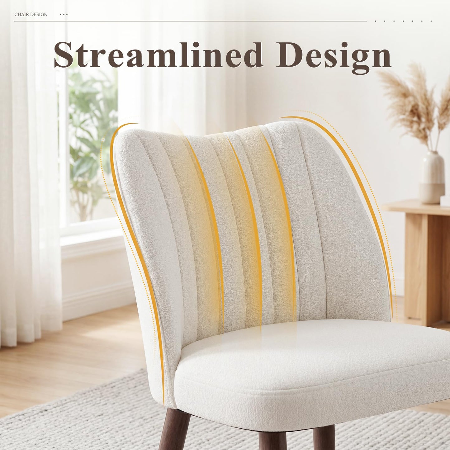 MALOL Upholstered Dining Chairs Set of 4, Fabric Chairs for Dining Room with Solid Wood Legs and Thick Seat Cushion