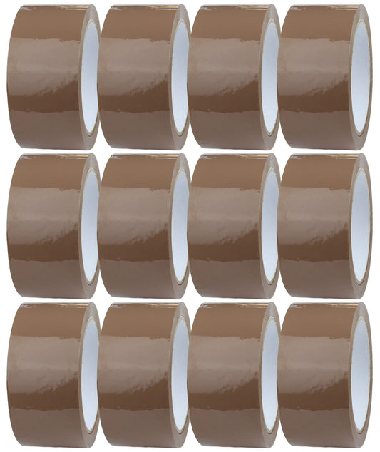 Crimson Starfish 12 x Brown Packaging Tape Rolls 48mm x 66m | Packaging Tape for Packing Parcels, Boxes, Postage, Moving House | Adhesive Parcel &