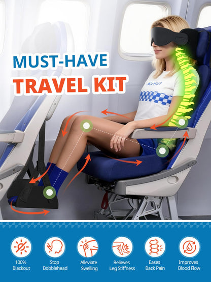 SARISUN Travel Pillow with Strap, Airplane Foot Hammock for Long Flights