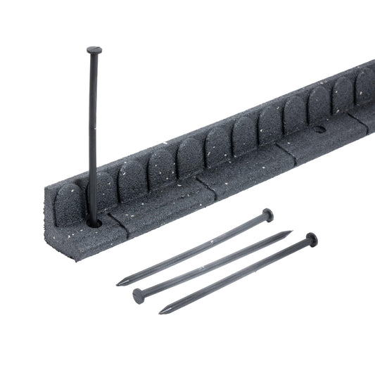 Nicoman Lawnmover Friendly Garden Border 4-ft Rubber Landscape Grass Lawn Mower Edging Section 120cm, Grey, Pack of 4