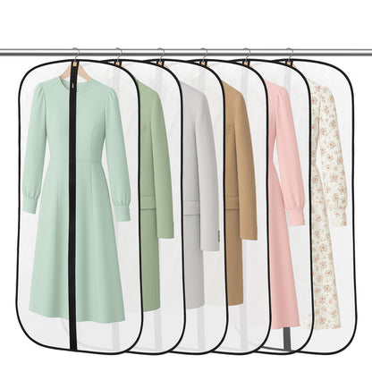 6 Pack Garment Bags, PEVA Translucent Clothes Covers, Suit Bag 47in