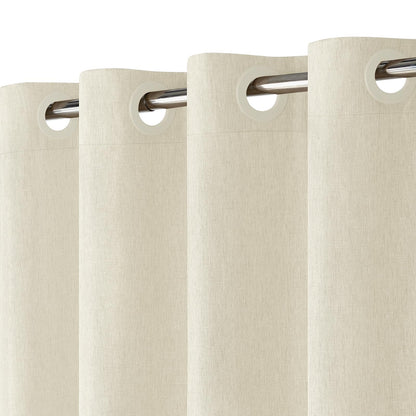 Hotel Style No Hook Rustic Linen Shower Curtain for Bathroom 230GSM Thick Fabric Texture Shower Curtains, Enhanced Waterproof, Weighted Hem