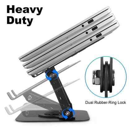 360 Rotating Laptop Stand for Desk, Portable Laptop Riser with Reinforced Support, Ergonomic PC Stand Height & Angle Adjustable