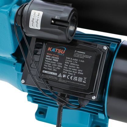 KATSU Water Booster Pump 150W, Auto Stop Start Automatic Pressure Control Self Priming Suitable for Home and Garden Water Taps 151434