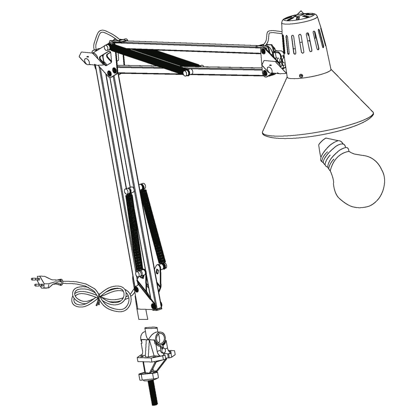 Eglo E27 Modern Silver Adjustable Clip on Desk Light 'FIRMO'
