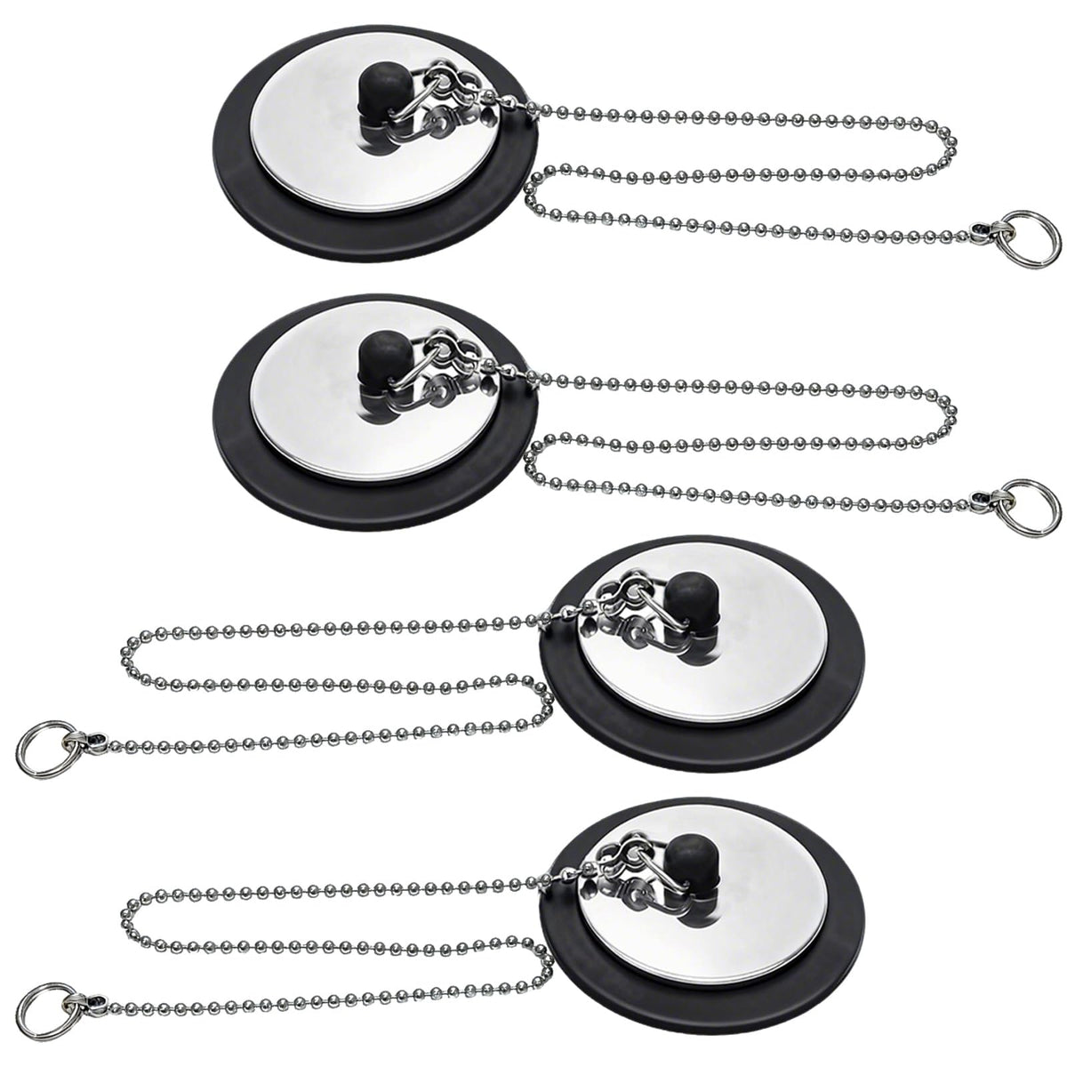 YINKIGI 4Pcs Universal Bath Plug Replacement and Upgraded Chain for UK Sink