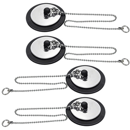YINKIGI 4Pcs Universal Bath Plug Replacement and Upgraded Chain for UK Sink
