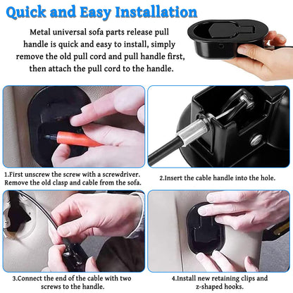 NEUSID 2 Pcs Recliner Chair Parts, Universal Sofa Couch Recliner Chair Release Pull Handle Replacement Parts Aluminum Alloy Thicken (Handle Only)