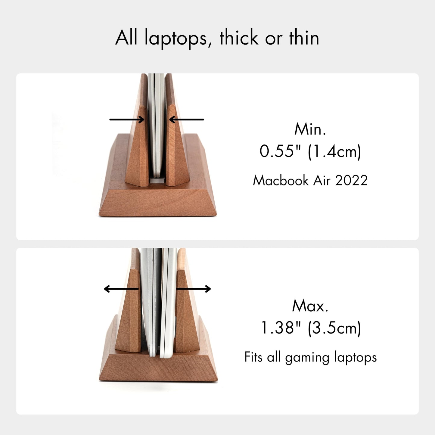 ZMARKRAFT® Vertical Laptop Stand, Solid Wood Organizer for MacBook
