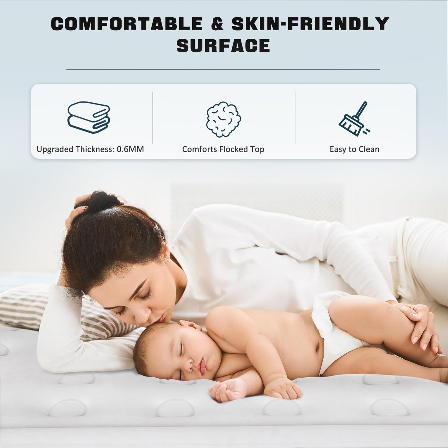 NALONE King Air bed, Inflatable mattress with Built in Pump, 203x152x46cm Double Blow Up Mattress in 3 Mins Self-Inflation/Deflation, Portable air
