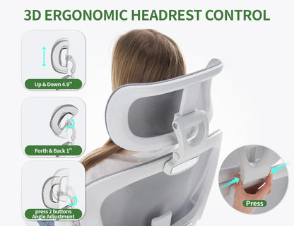 TRALT Ergonomic Office Chair - Home Office Desk Chairs - 400 LBS Mesh High-Back Computer Desk Chairs Comfy with Adjustable Lumbar Support Gaming