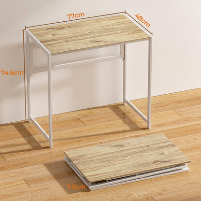 GreenForest Folding Desk 80cm No Assembly Required for Small Space, Oak