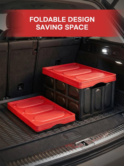 FOHERE Collapsible Storage Bins with Lids 3 Packs, 48L Stackable Crate