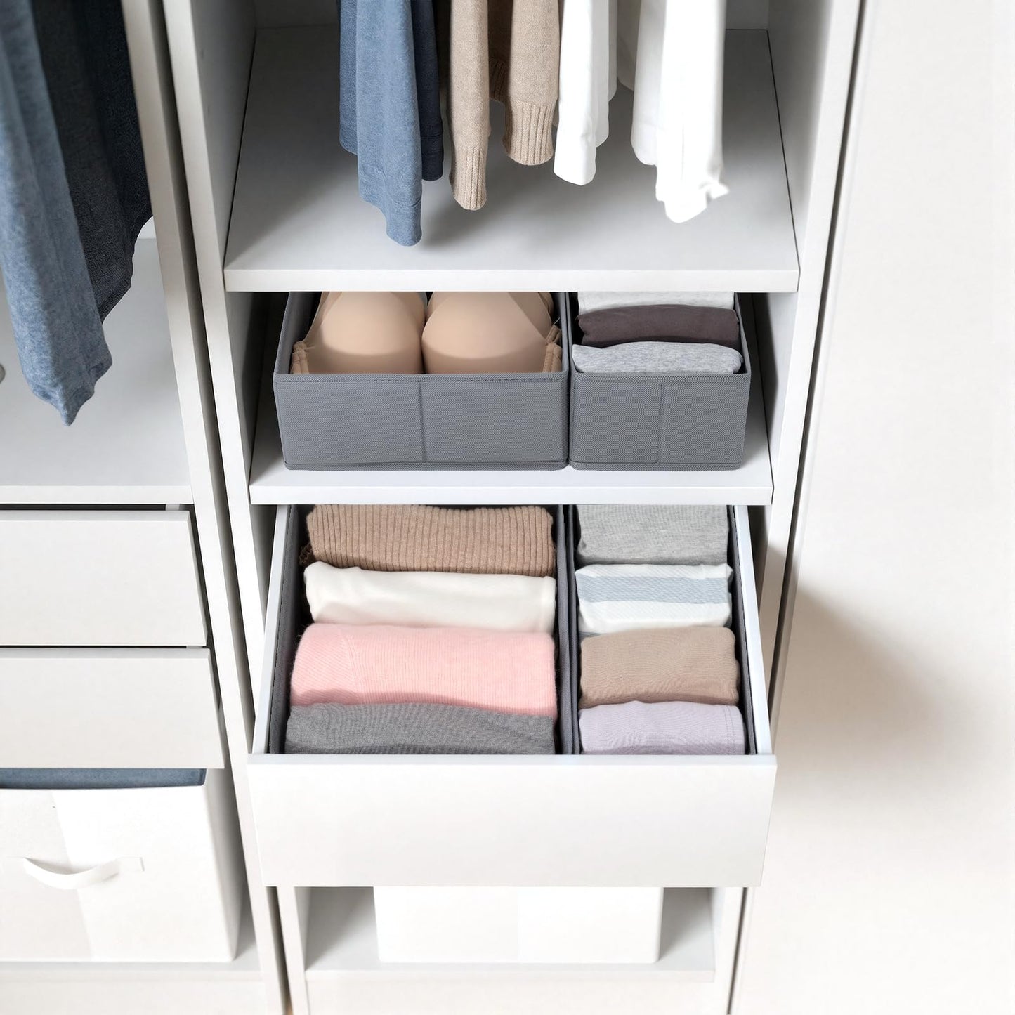 LAJIAKE Set of 2 Drawer Organisers Clothes for PAX Cupboard 50 x 35 cm, Grey