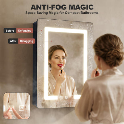 70×50cm Aluminum LED Bathroom Mirror Cabinets, 3 Color Light Modes