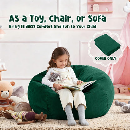Nobildonna Bean Bag Chair Cover (No Filler) for Kids Beanbag Stuffed Animal Storage Without Filling Plush Toys Holder and Organizer Soft Premium
