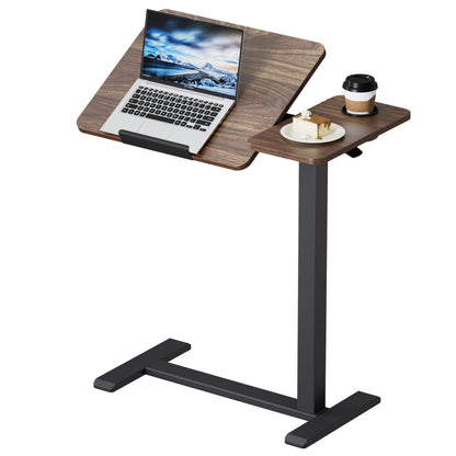 BZIUM Overbed Bedside Table with Hidden Wheels, Adjustable Medical Tilt Top Hospital Bed Table Over The Bed, Rolling Desk Mobile Standing Desk