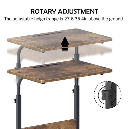 sogesfurniture Height-adjustable laptop table, computer desk with tablet slot, 60 x 40 cm, PC table, sofa table, care table, side table with wheels