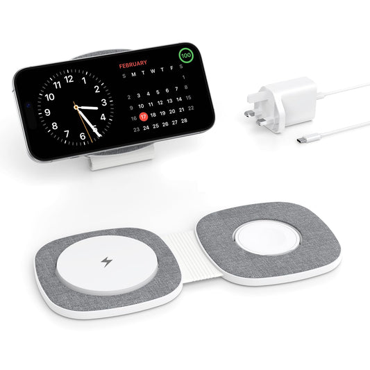 2 in 1 Foldable Wireless Charger for MagSafe Charging Station for Apple iPhone Air/17/16/15/14/13/12 Series, for Apple Watch