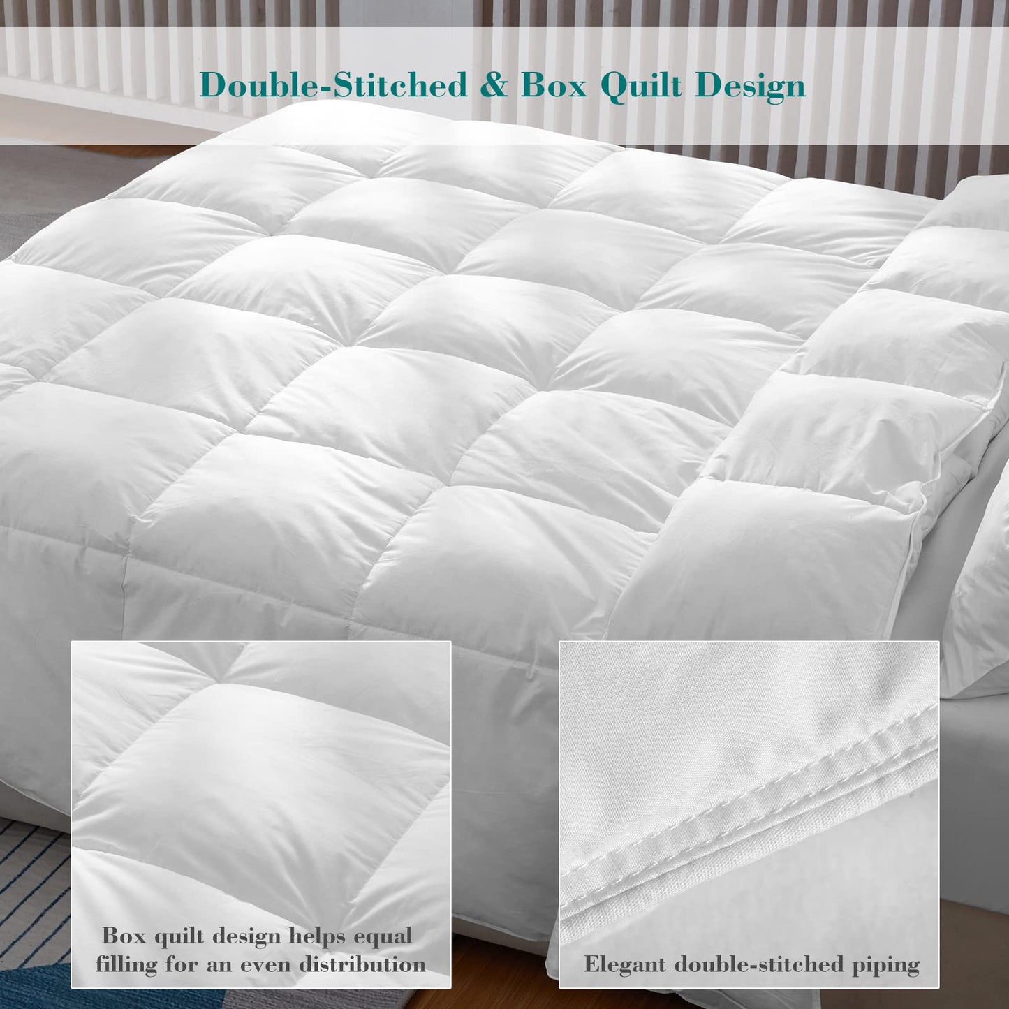 Threads For Bed 13.5 tog Single Size Duvet Cotton Cover, Feather and Down Super Warm Duvet with Double Stitch with Piping and Box Quilting, Machine