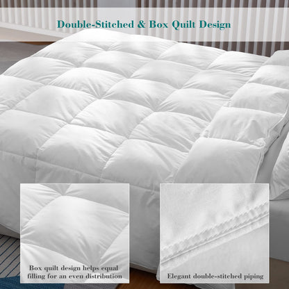 Threads For Bed 13.5 tog Double Size Duvet Cotton Cover, Feather and Down Super Warm Duvet with Double Stitch with Piping and Box Quilting, Machine