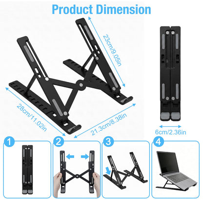 Marte Vanci Laptop Stand for Desk, Portable Computer Riser with 10 Adjustable Levels