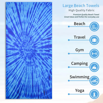 Vorvowry Microfibre Beach Towels for Adults Women Men Extra Large Lightweight Quick Dry Sand Free Travel Towel Double Sided Printing for Swim Sports