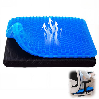 Gel Seat Cushion, Large Gel Seat Cushion for Long Sitting with Non-Slip Covers, Breathable Honeycomb Cushion Pressure-Relieving for Office Chair/Car